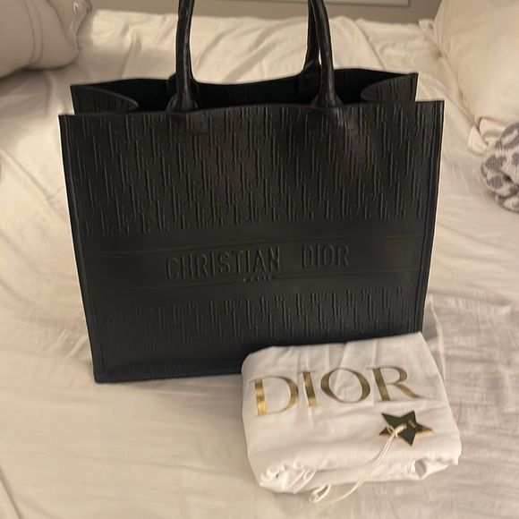 Christian Dior Large Book Tote Black Embossed Leather - Picture 2 of 16